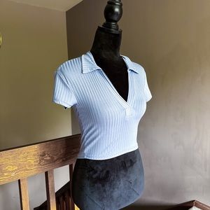 Blue Collar Crop Top